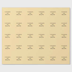 grad boy add name congrats date year text wrapping paper