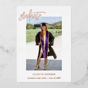 Grad Calligraphy 2v Photo Foil Graduation Announce