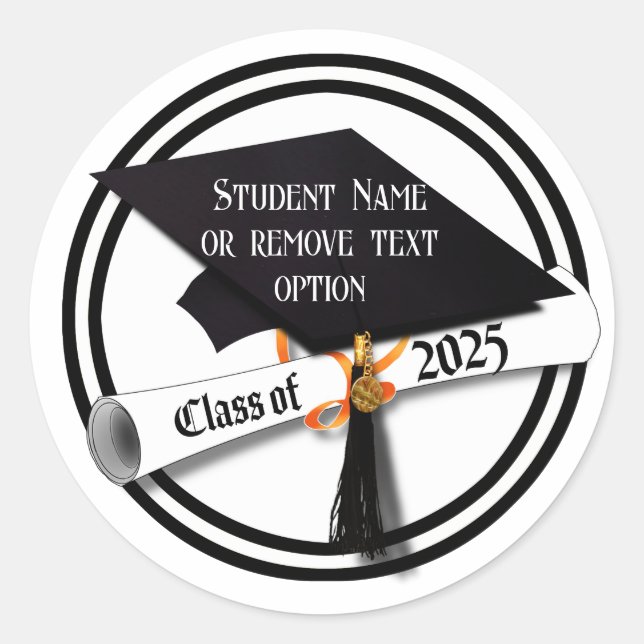 Grad Cap and Diploma 2025 Graduation  Classic Round Sticker (Front)