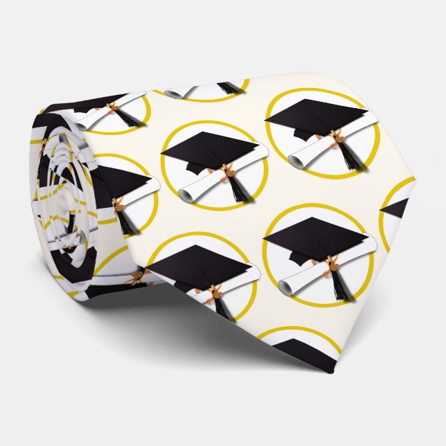 Grad Cap and Diploma Graduation Tie (Rolled)