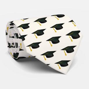 Grad Cap and Gold Tassel Graduation Tie