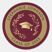 Grad Cap and Wreath Maroon Gold Class of 20XX