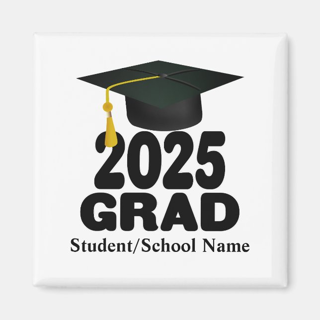 Grad Cap Bold Class of 2025 Graduation Magnet (Front)