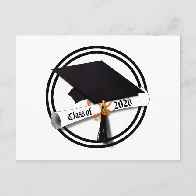 Grad Cap Class of 2026 Graduation Postcard (Front)