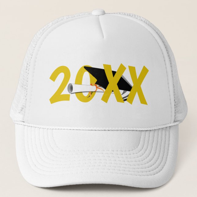 Grad Cap Diploma 20XX Graduation Trucker Hat (Front)