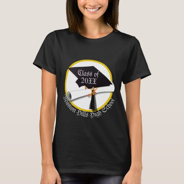 Grad Cap Diploma Graduation T-Shirt (Front)