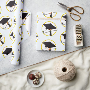 Grad Cap Diploma Graduation Wrapping Paper