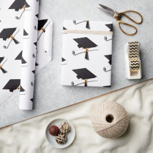 Grad Cap Diploma Graduation Wrapping Paper
