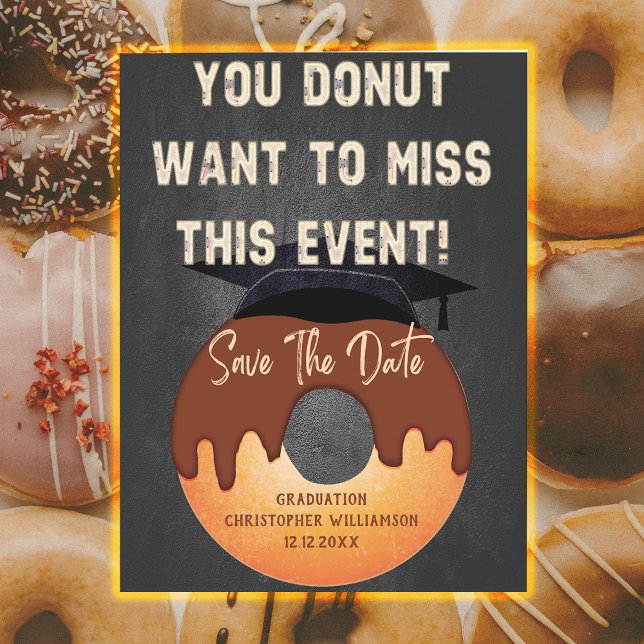 Grad Cap Doughnut Graduation Save The Date Postcard (Creator Uploaded)