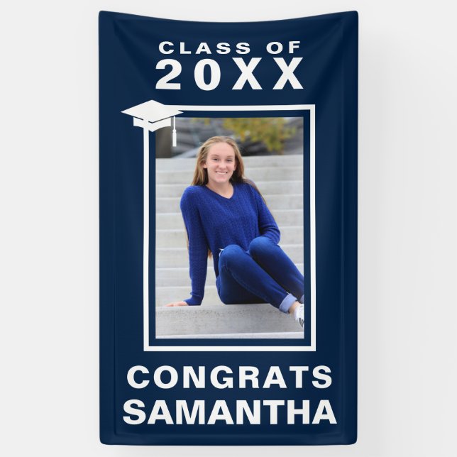Grad Cap Graduation Banner (Vertical)