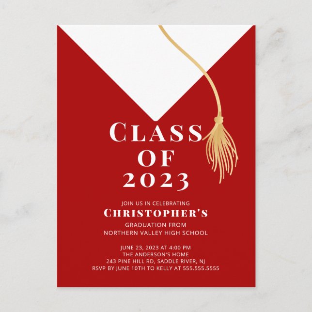 Grad Cap Graduation Party Invitation (Front)