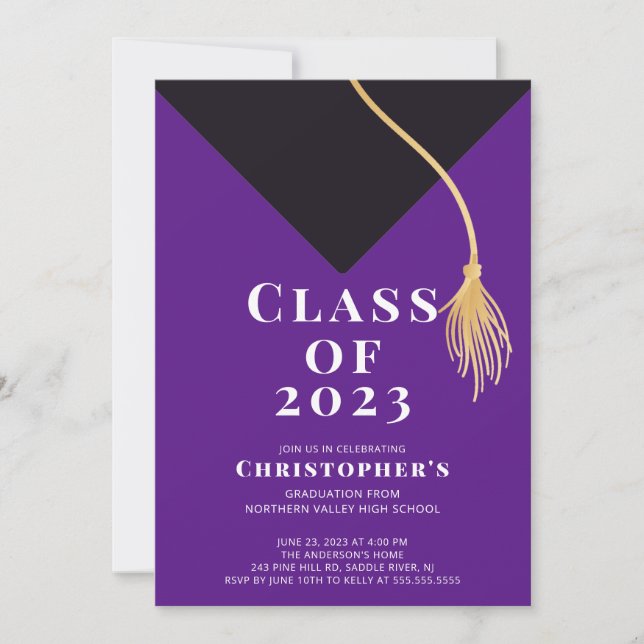 Grad Cap Graduation Party Invitation (Front)
