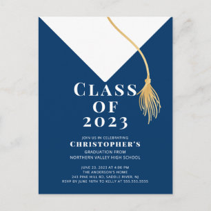Grad Cap Graduation Party Invitation Postcard