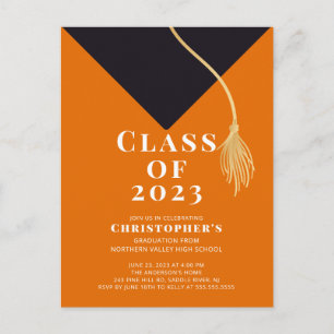 Grad Cap Graduation Party Invitation Postcard