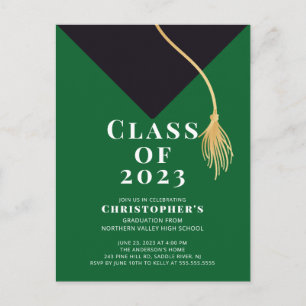 Grad Cap Graduation Party Invitation Postcard