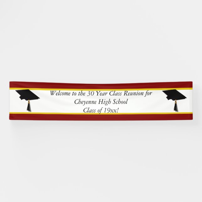Grad Cap - High School Class Reunion Banner (Horizontal)