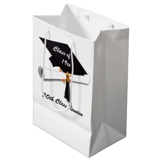 Grad Cap High School Class Reunion Medium Gift Bag (Front Angled)