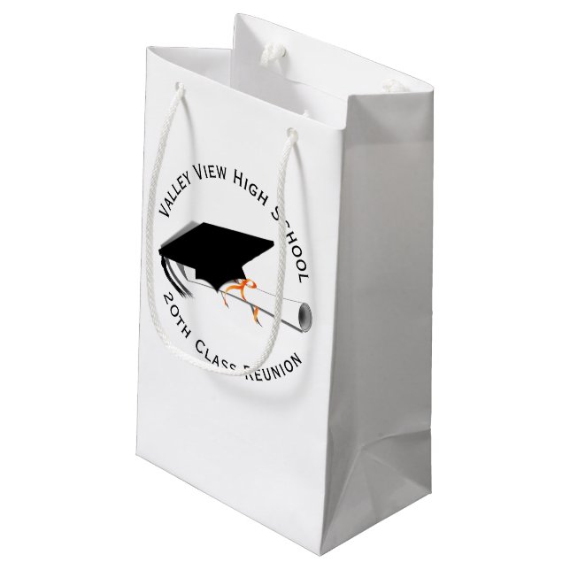 Grad Cap High School Class Reunion Small Gift Bag (Back Angled)
