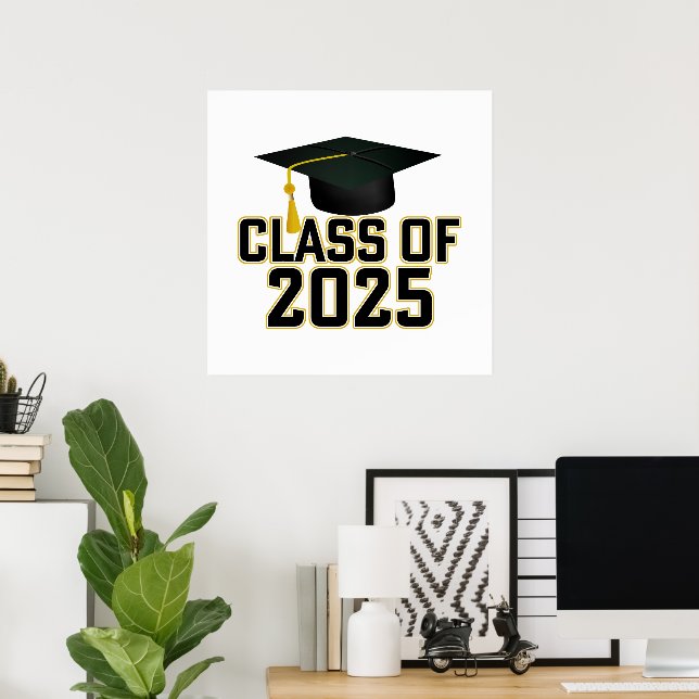 Grad Cap Letterman Class of 2025 Poster (Home Office)