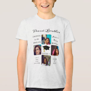 Grad Cap Multiple Photo Grad Keepsake Brother Tri-Blend Shirt