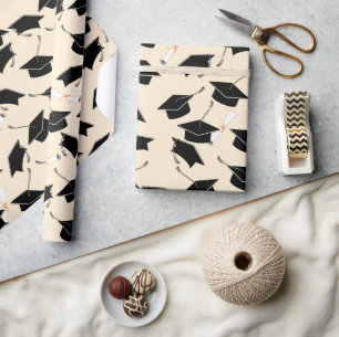 Grad Cap Pattern Graduation Wrapping Paper