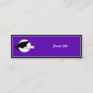 Grad Cap School Colours Purple Mini Business Card