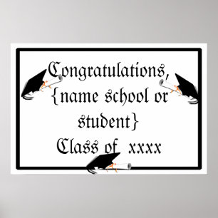 Grad Cap Tilt w/ School Colours Poster