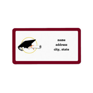 Grad Cap Tilt w/ School Colours Red And Gold Label