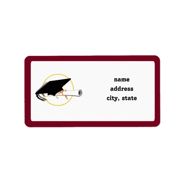 Grad Cap Tilt w/ School Colours Red And Gold Label (Front)