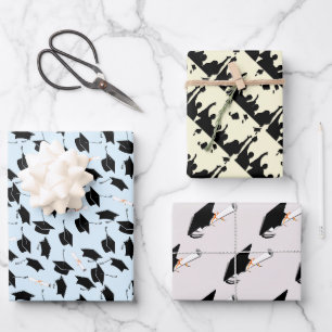 Grad Cap Toss Graduation Wrapping Paper Sheet