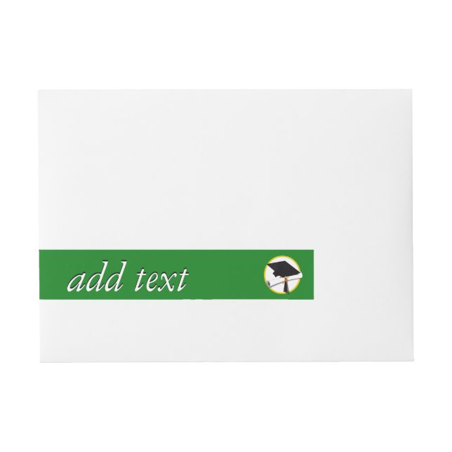 Grad Cap w/Diploma - Green Wraparound Address Label (Front)