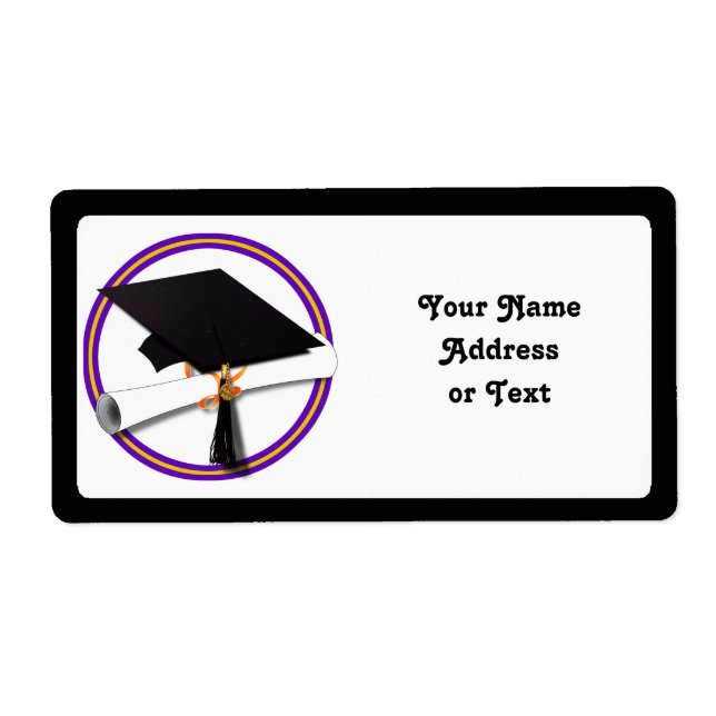 Grad Cap w/Diploma - School Colours Purple & Gold (Front)