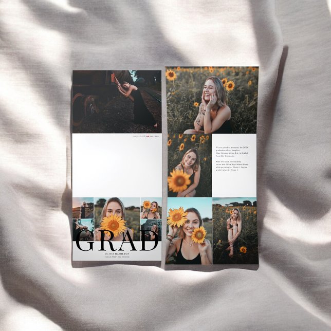 Grad Chic Modern Multi Photo Tri-Fold Announcement (Creator Uploaded)