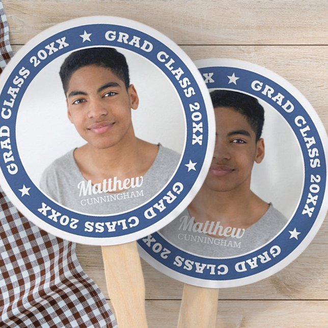 Grad Class 20XX Graduation Modern Custom Photo Hand Fan (Creator Uploaded)