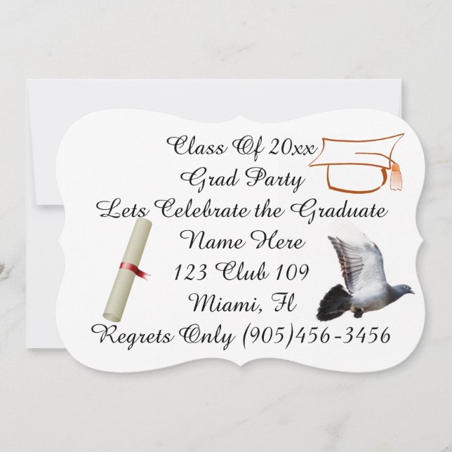 Grad Class Fancy Doves Peace Personalise Name Invitation (Front)