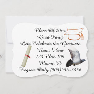 Grad Class Fancy Doves Peace Personalise Name Invitation