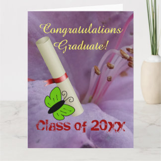 Grad Class Fancy Personalise Name Floral Butterfly Card