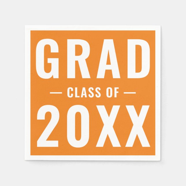 Grad class of 2023 orange modern typography napkin (Front)