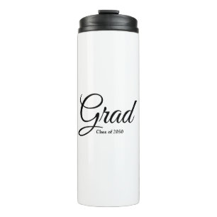 Grad class of 2024 black white custom script text thermal tumbler