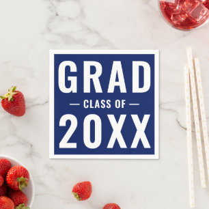 Grad class of 2024 dark navy typography graduation napkin