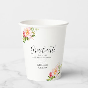 Grad Class of 2024 Floral Graduation Party Paper Cups