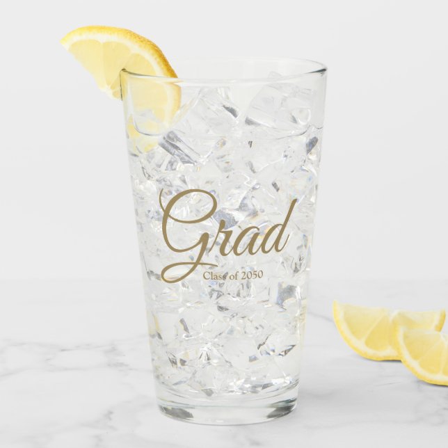 Grad class of 2024 gold custom script text glass (Front Ice)