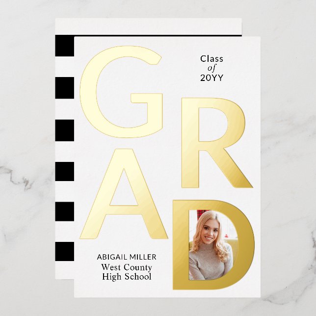 GRAD Class of 2025 photo graduation announcement (Front/Back)