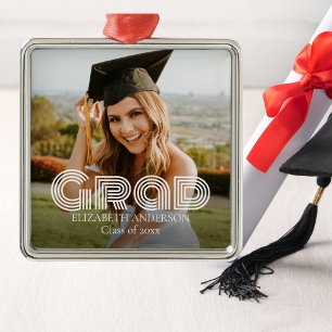 Grad Class of 2026 Script Custom Photo Metal Tree Decoration