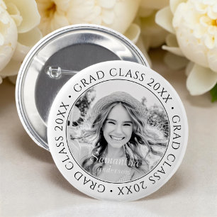 Grad Class of 20XX Modern Simple Custom Photo 6 Cm Round Badge