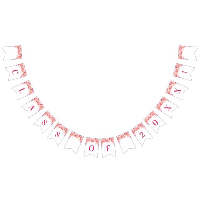 Grad Class of Year Banner Pink Watercolor Flowers (All)