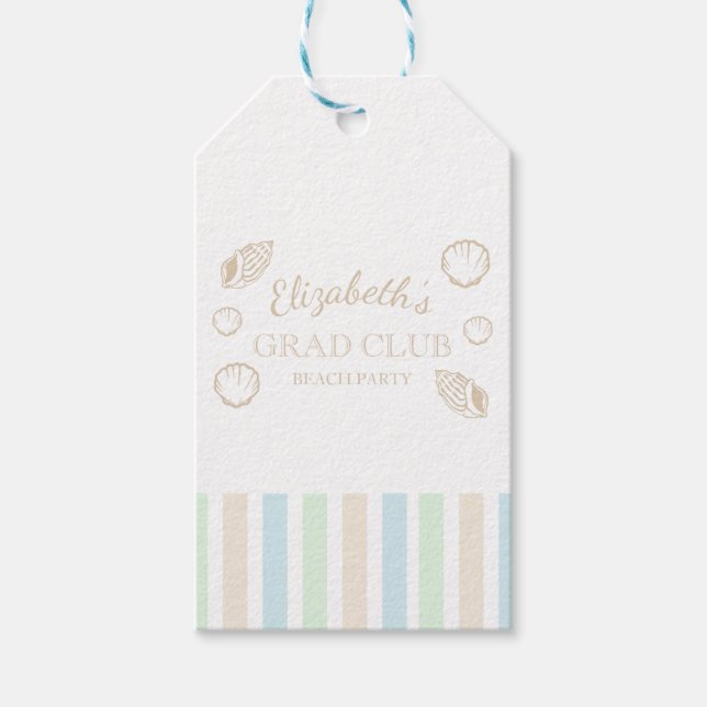 Grad Club Beach Party Gift Tags (Front)