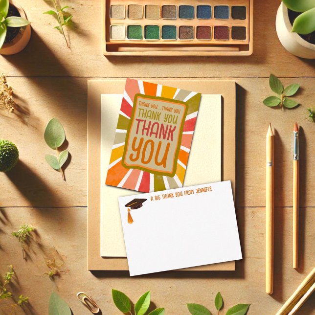 Grad Colourful Fun Cheerful Thank you Simple Yello Card (Creator Uploaded)