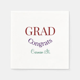 grad congrats mauve purple bold year 20XX graduate Napkin
