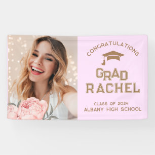 Grad Cute Purple Floral Graduate Graduation Party Banner